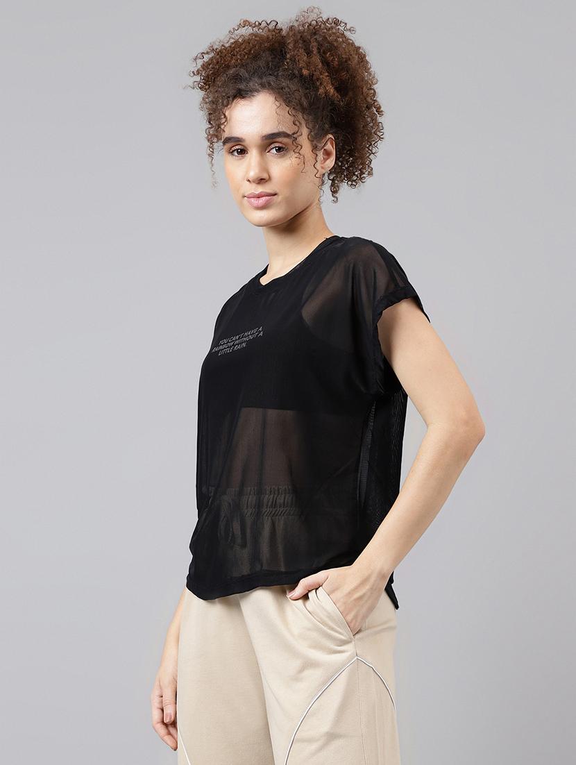 women typography printed round neck dri-fit t-shirt - 21763041 -  Standard Image - 1