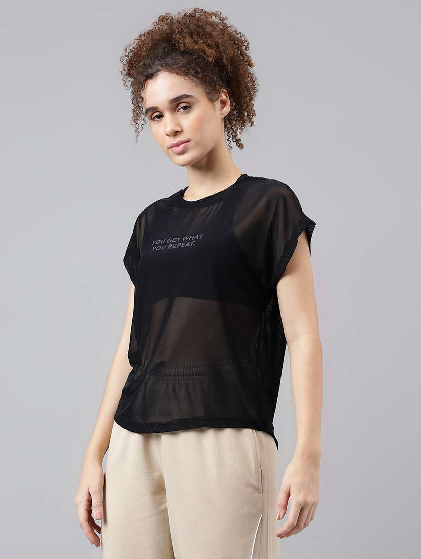 women typography printed round neck dri-fit t-shirt - 21763042 -  Standard Image - 1