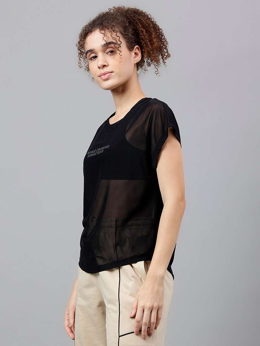 women typography printed relaxed fit dri-fit t-shirt - 21763044 -  Standard Image - 1