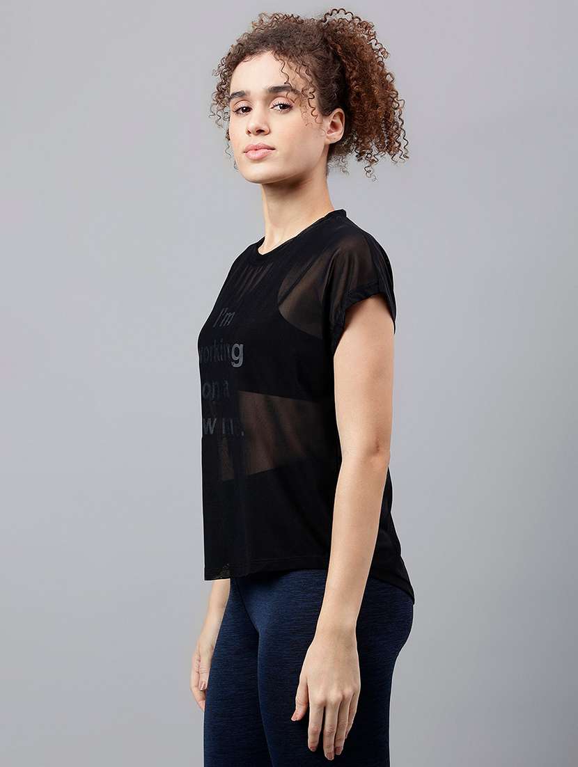 women typography printed relaxed fit dri-fit t-shirt - 21763045 -  Standard Image - 1