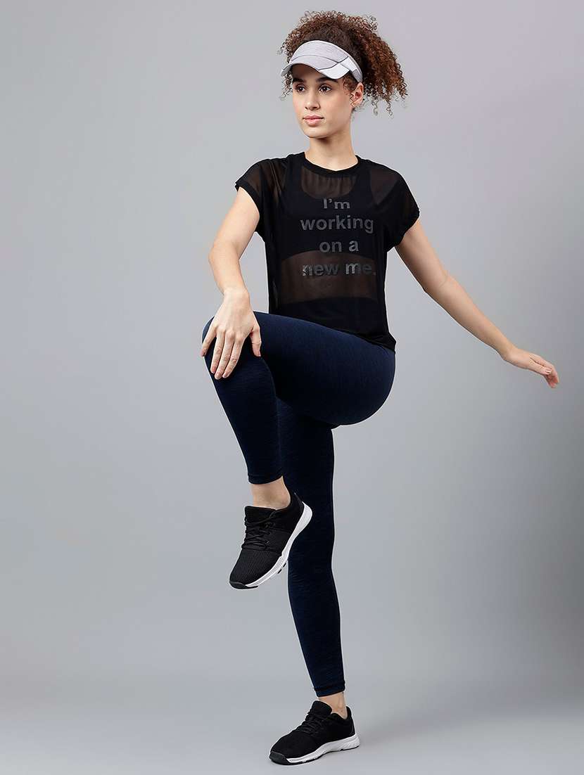 women typography printed relaxed fit dri-fit t-shirt - 21763045 -  Standard Image - 4