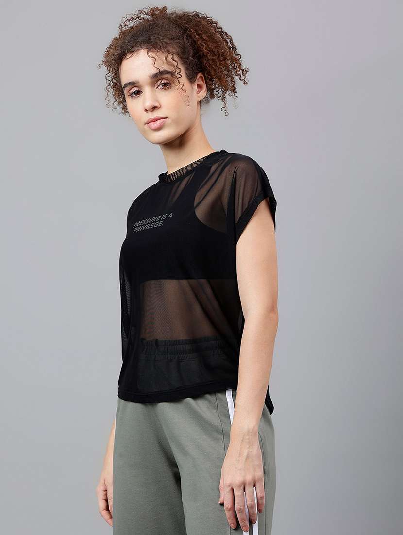 women typography printed relaxed fit dri-fit t-shirt - 21763046 -  Standard Image - 1