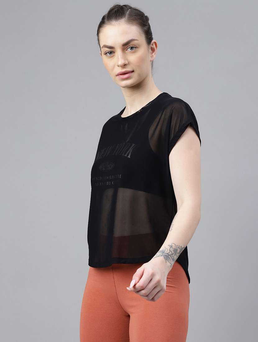 women typography printed relaxed fit dri-fit t-shirt - 21763050 -  Standard Image - 1