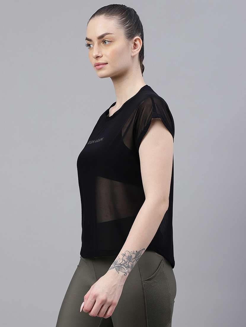 women typography printed relaxed fit dri-fit t-shirt - 21763052 -  Standard Image - 1