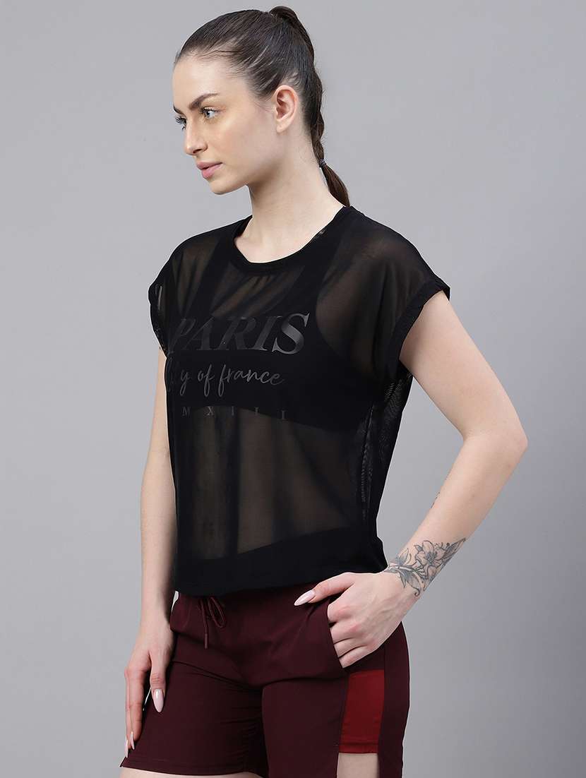 women typography printed relaxed fit dri-fit t-shirt - 21763055 -  Standard Image - 1