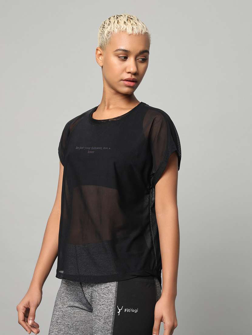 women typography printed relaxed fit dri-fit t-shirt - 21763059 -  Standard Image - 1