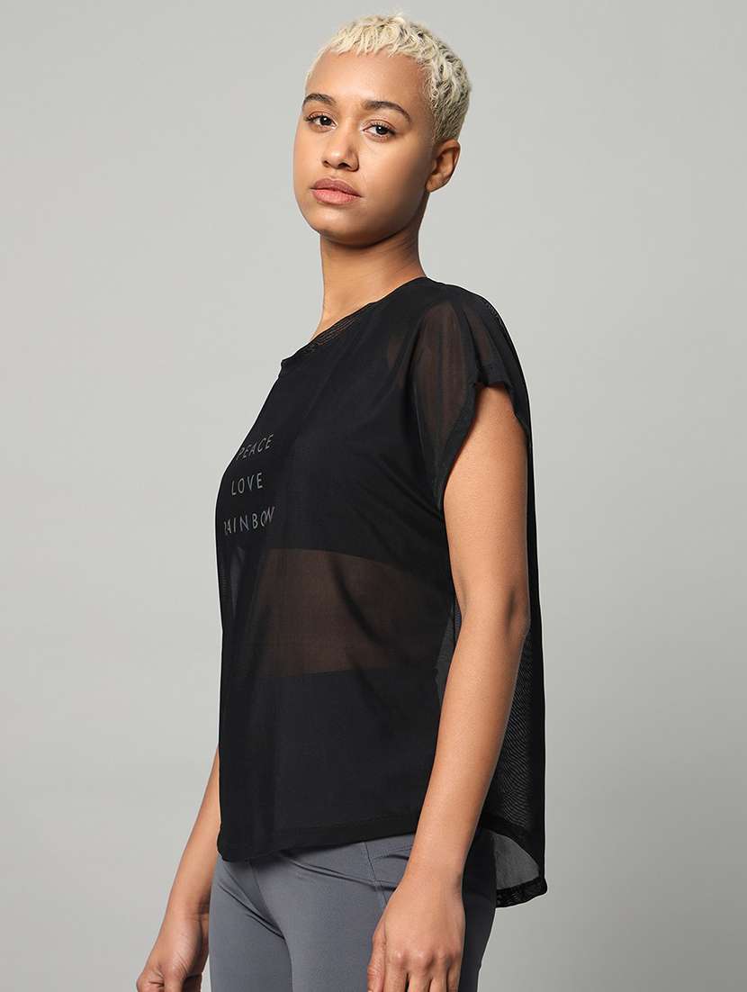 women typography printed relaxed fit dri-fit t-shirt - 21763060 -  Standard Image - 1