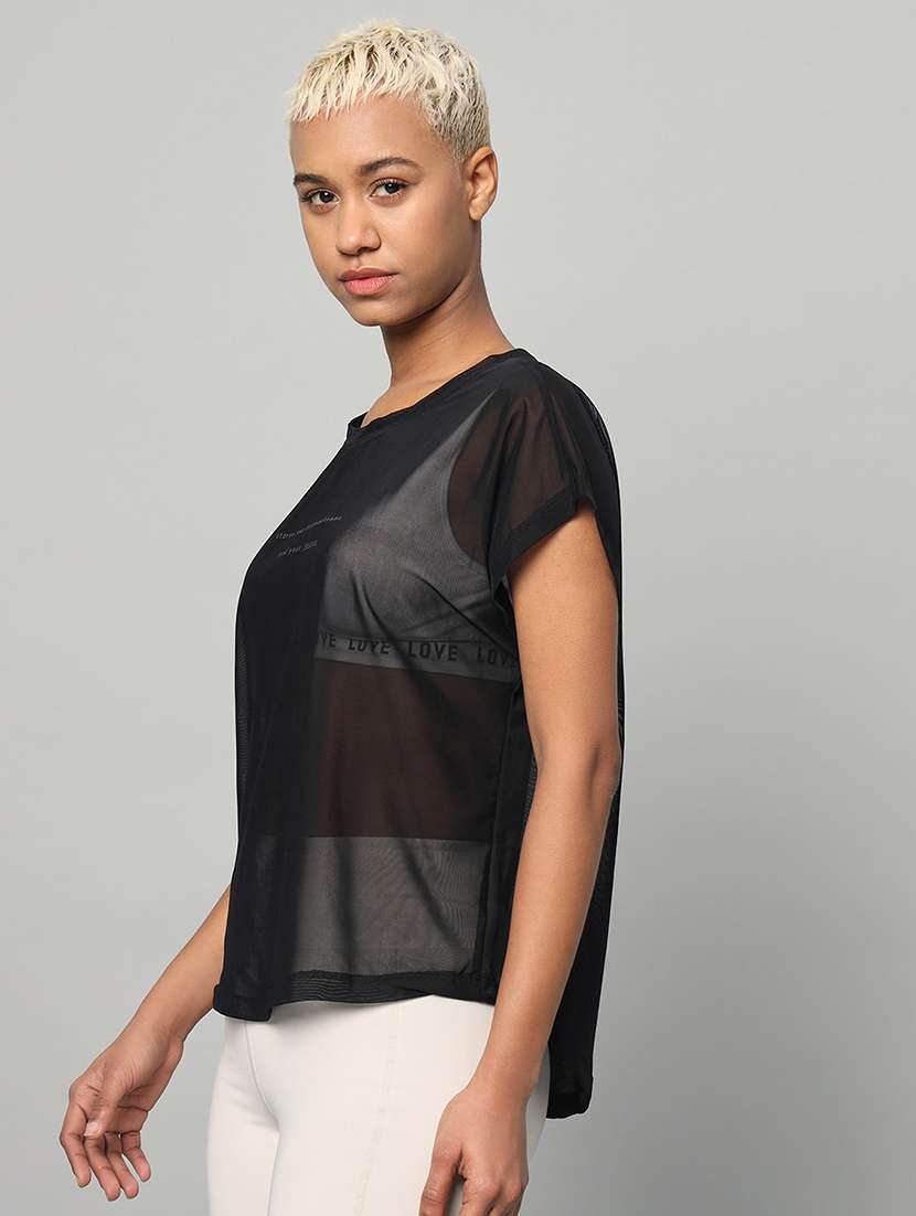 women typography printed relaxed fit dri-fit t-shirt - 21763061 -  Standard Image - 1