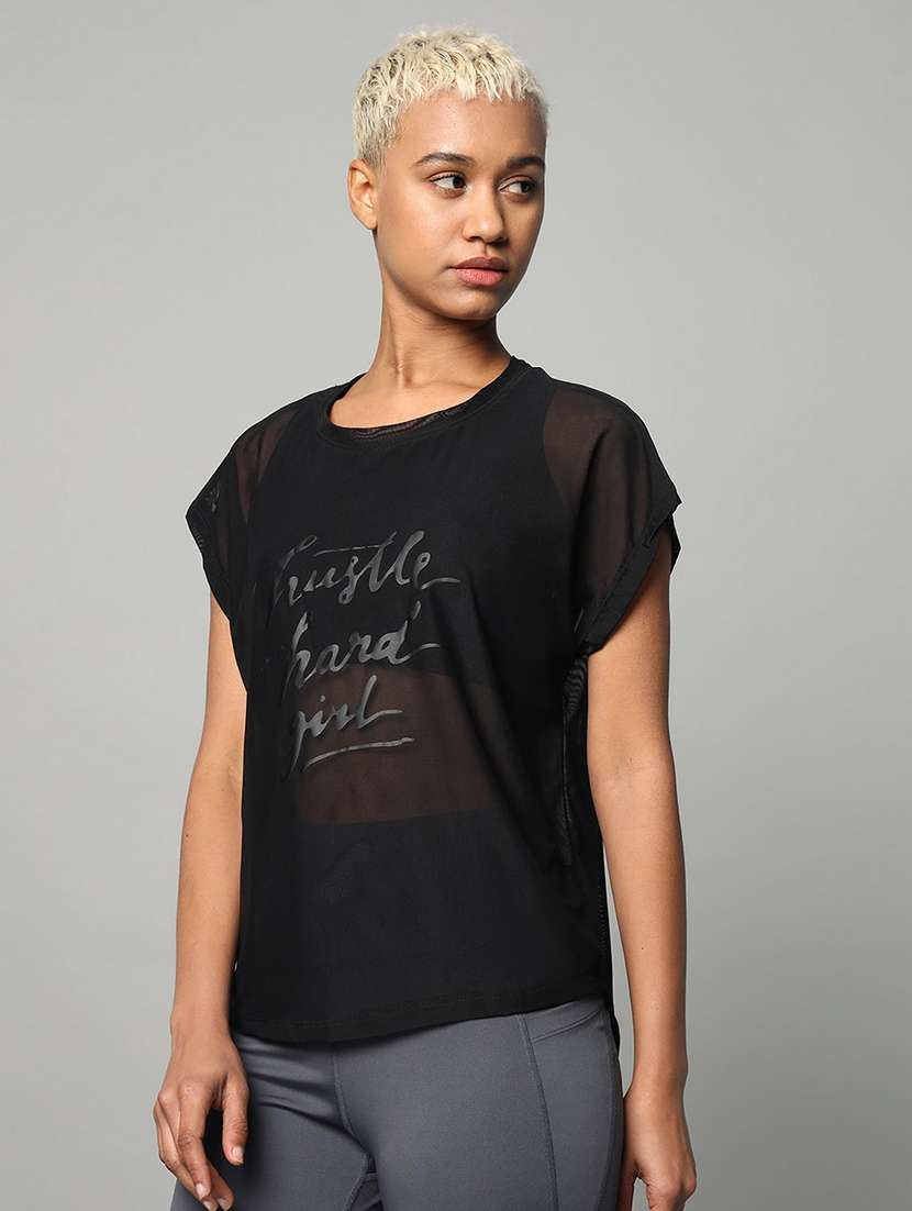 women typography printed relaxed fit dri-fit t-shirt - 21763063 -  Standard Image - 1