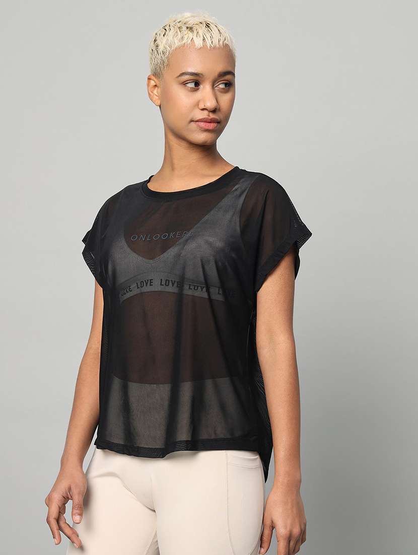 women typography printed relaxed fit dri-fit t-shirt - 21763064 -  Standard Image - 1