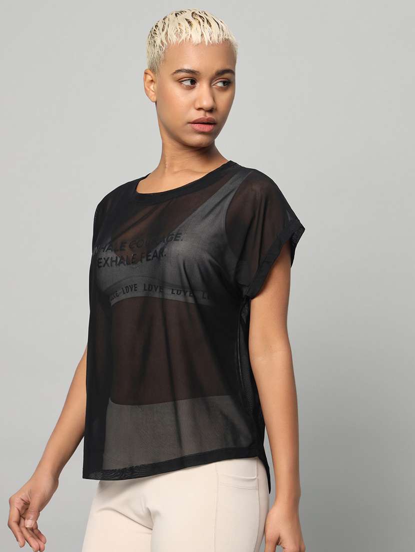 women typography printed relaxed fit dri-fit t-shirt - 21763069 -  Standard Image - 1