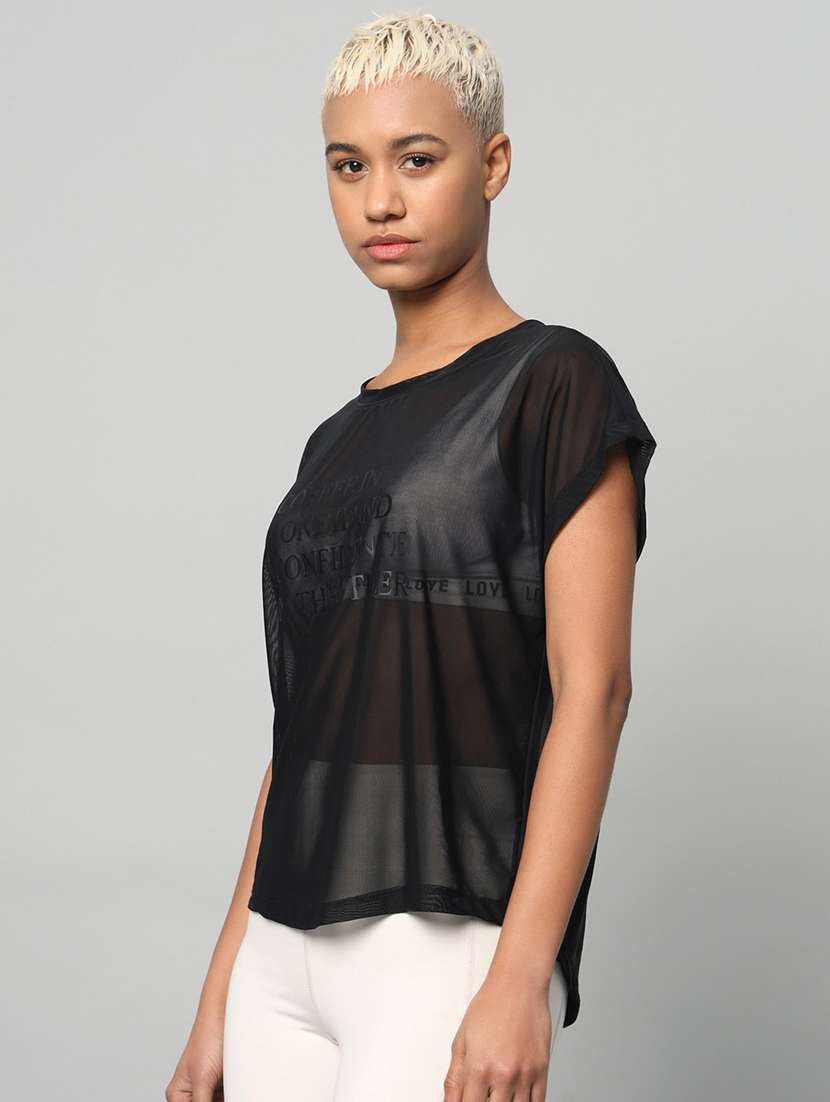 women typography printed relaxed fit dri-fit t-shirt - 21763070 -  Standard Image - 1