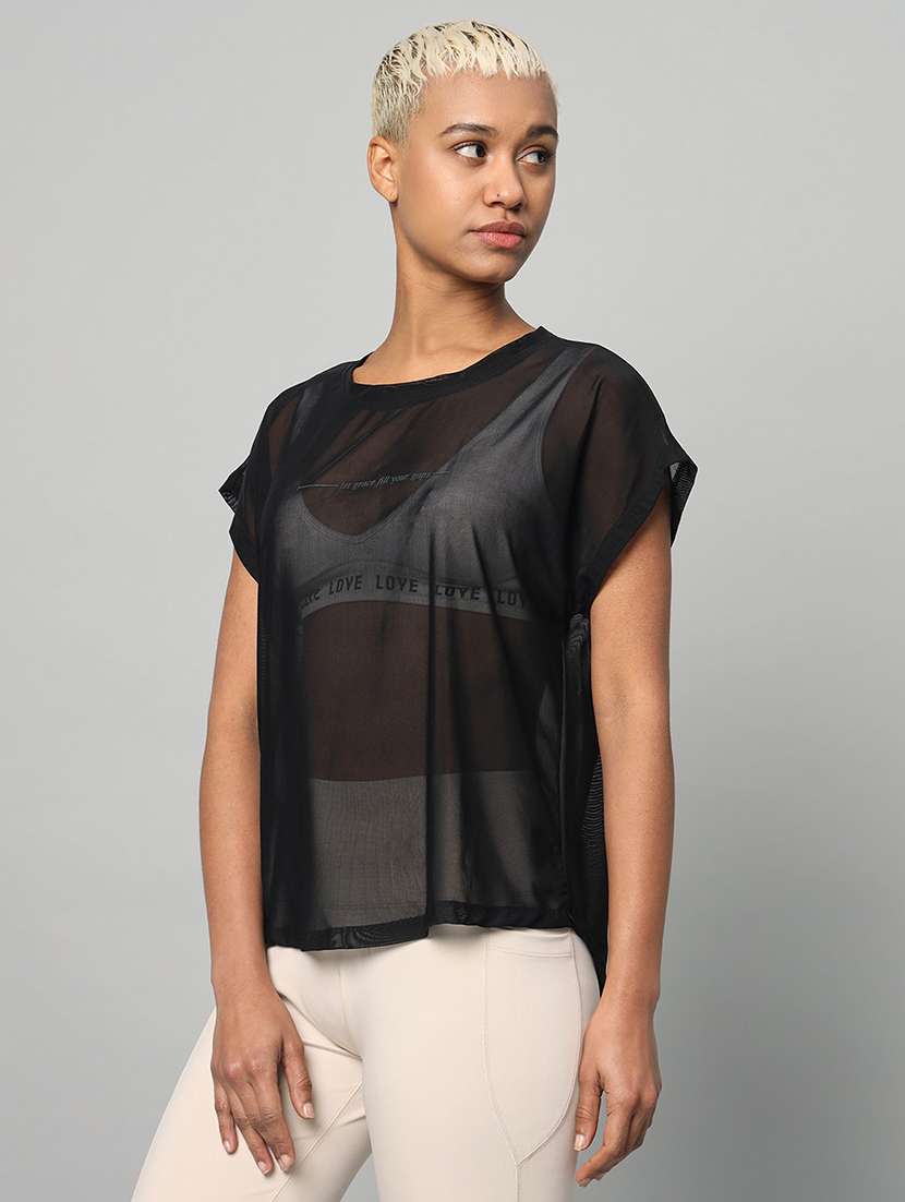 women typography printed relaxed fit dri-fit t-shirt - 21763071 -  Standard Image - 1