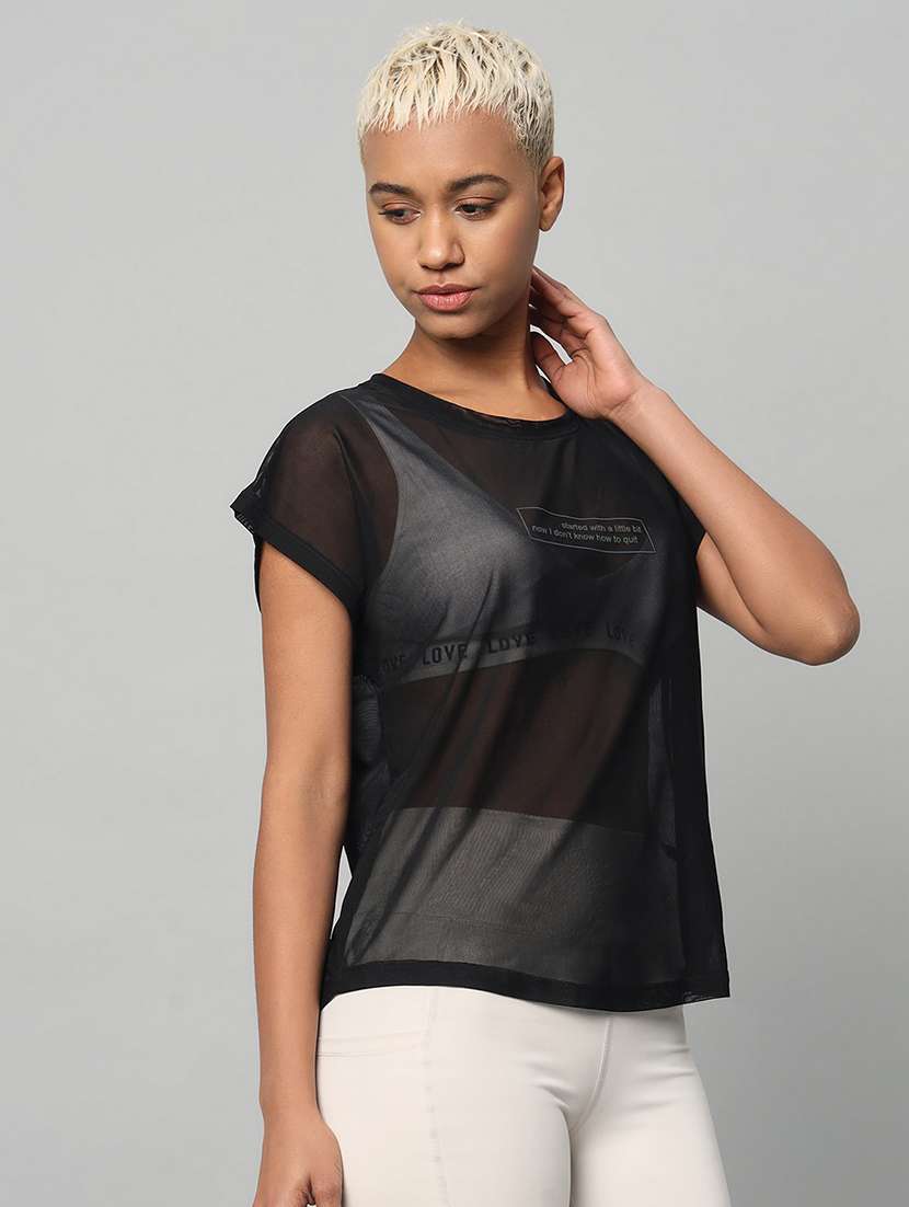 women typography printed relaxed fit dri-fit t-shirt - 21763072 -  Standard Image - 1