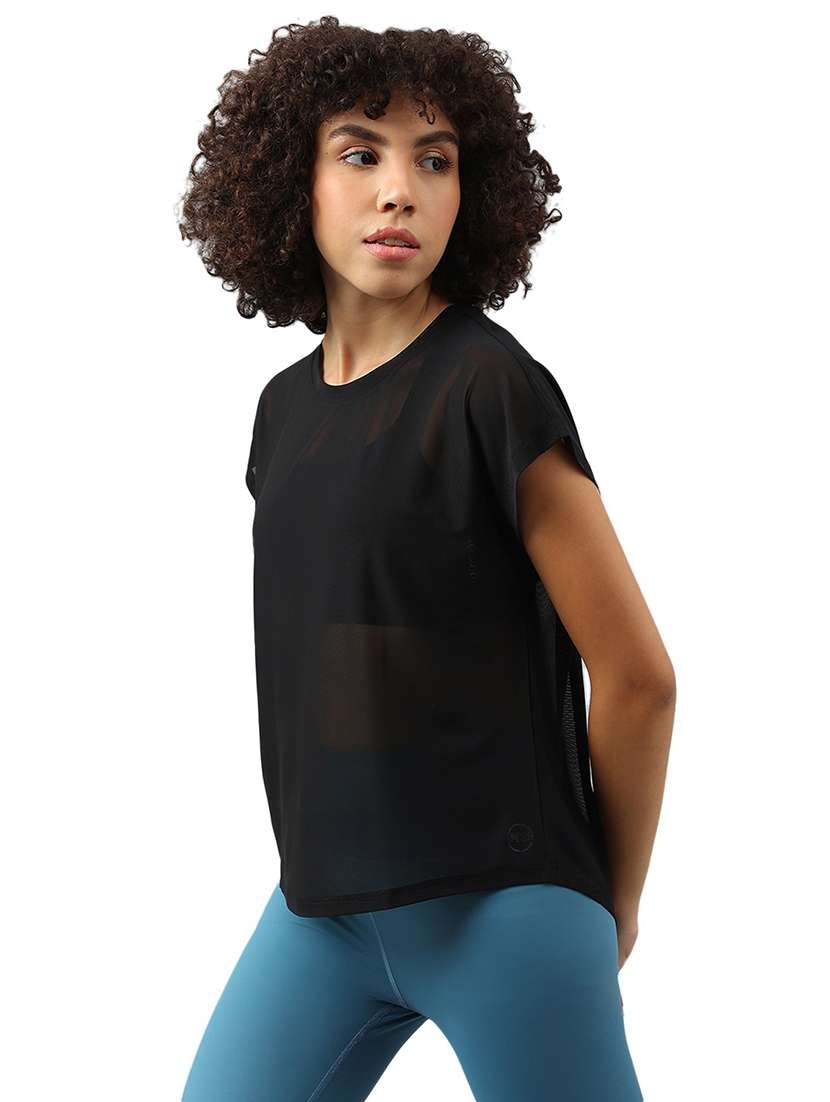 women round neck plain relaxed fit dri-fit t-shirt - 21763073 -  Standard Image - 1