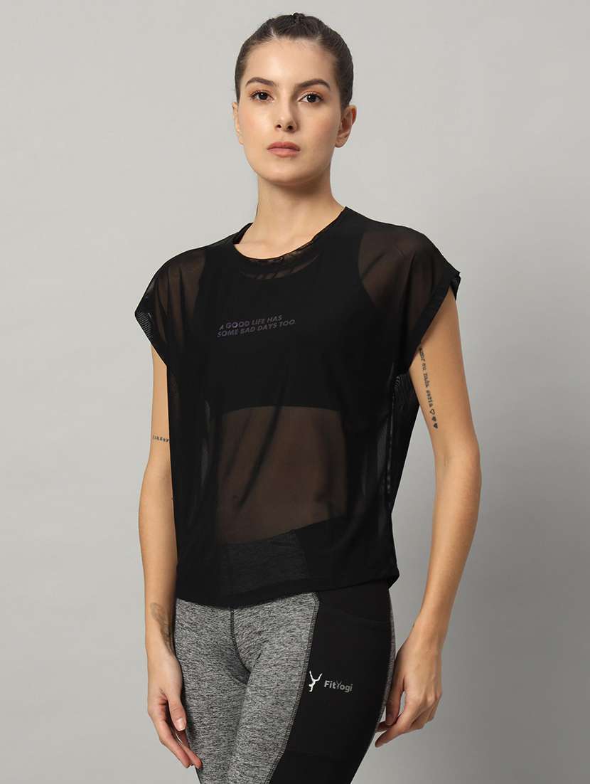 women typography printed relaxed fit dri-fit t-shirt - 21763074 -  Standard Image - 1