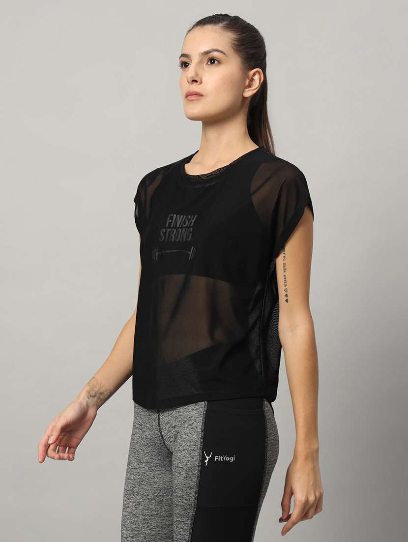 women typography printed relaxed fit dri-fit t-shirt - 21763075 -  Standard Image - 1