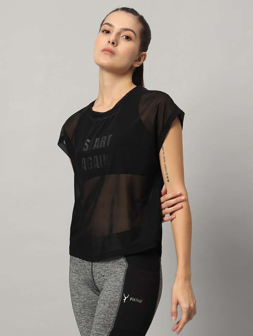 women typography printed relaxed fit dri-fit t-shirt - 21763079 -  Standard Image - 1