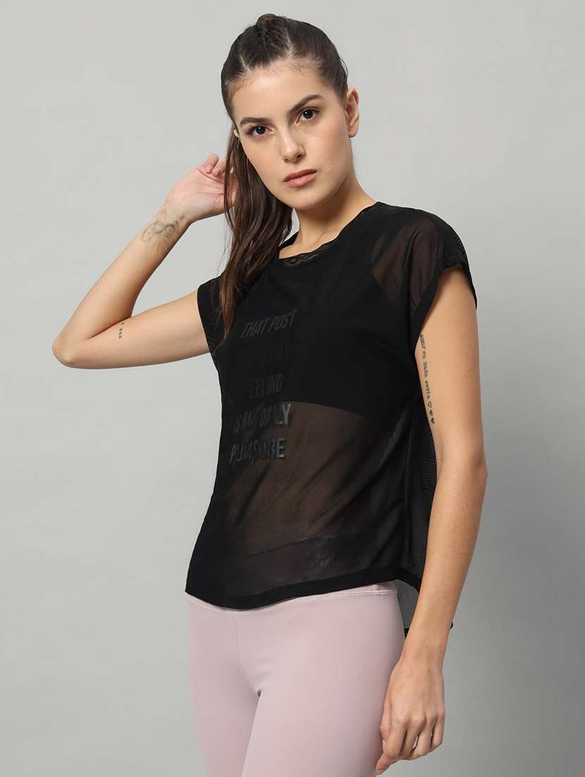 women typography printed relaxed fit dri-fit t-shirt - 21763082 -  Standard Image - 1