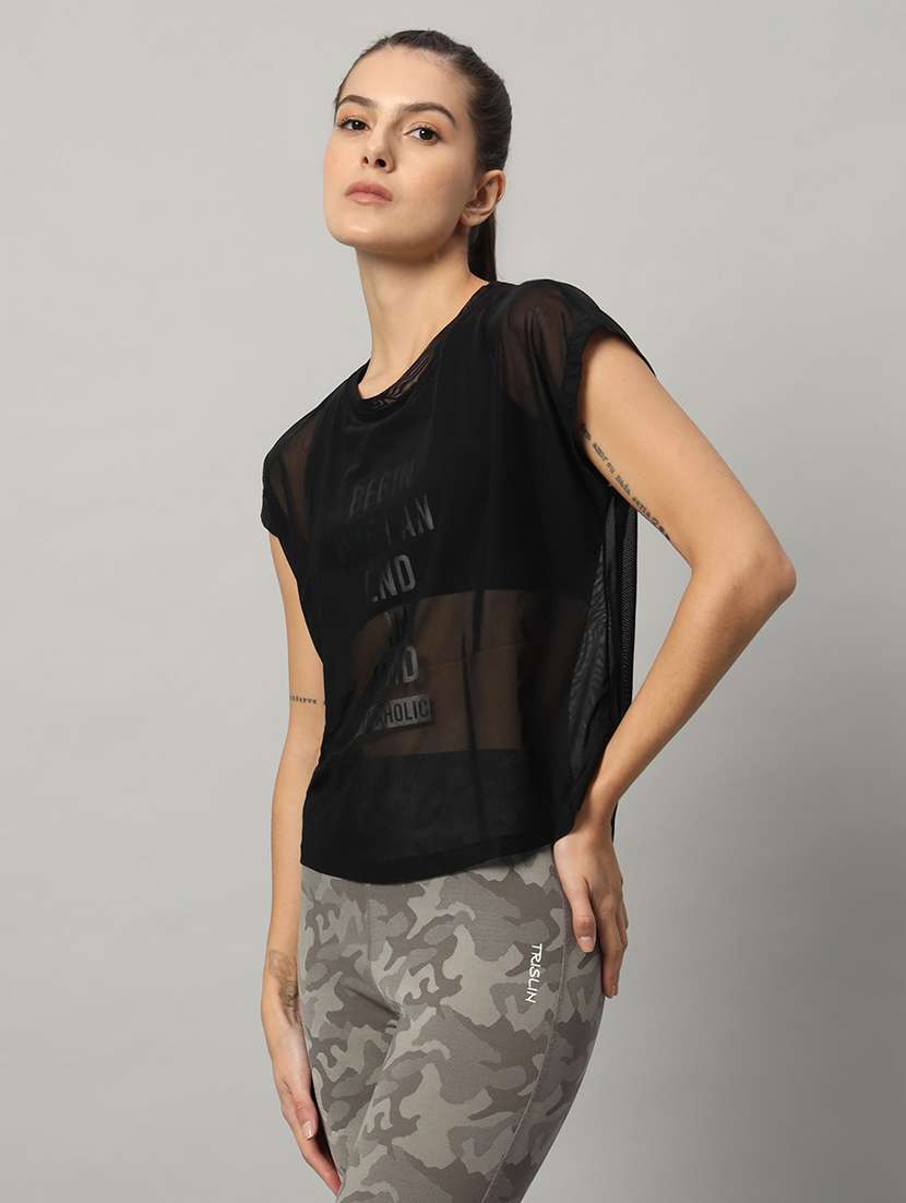 women typography printed relaxed fit dri-fit t-shirt - 21763084 -  Standard Image - 1