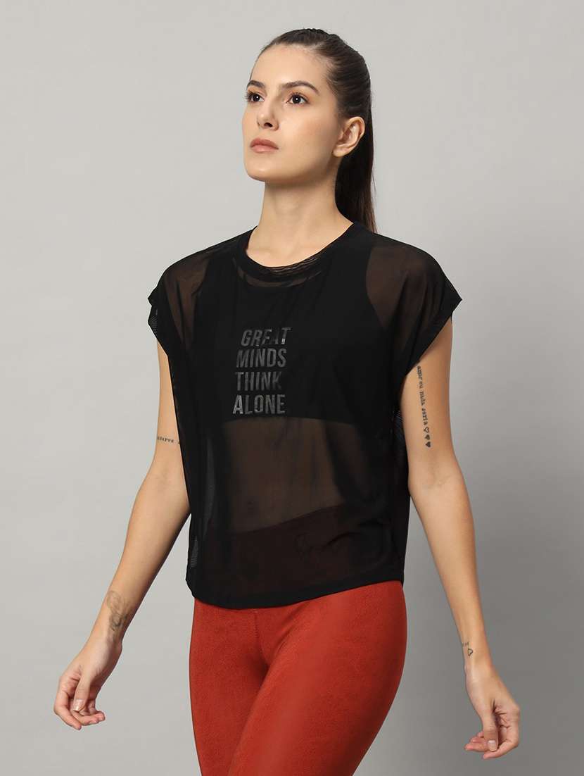 women typography printed relaxed fit dri-fit t-shirt - 21763085 -  Standard Image - 1