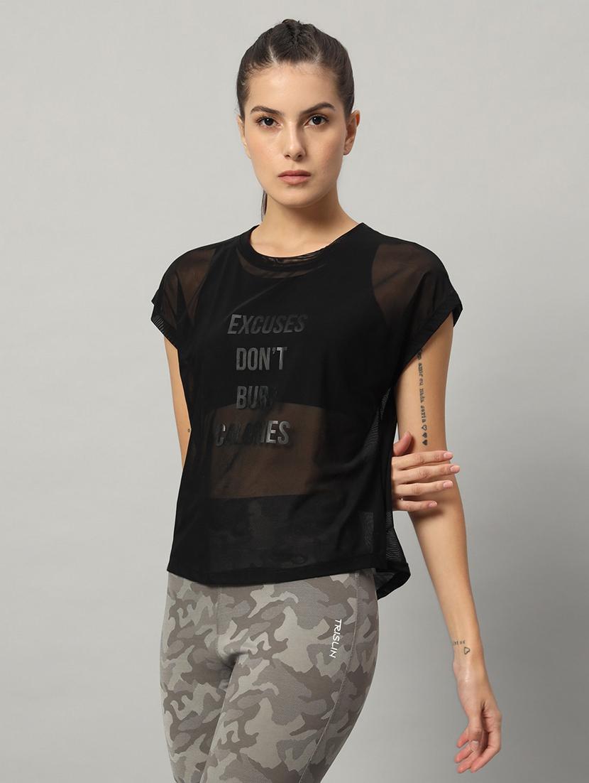 women typography printed relaxed fit dri-fit t-shirt - 21763088 - Standard Image - 1
