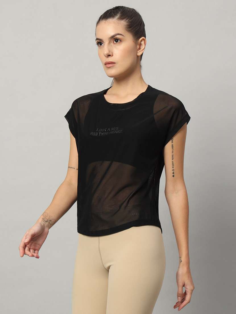 women typography printed relaxed fit dri-fit t-shirt - 21763089 -  Standard Image - 1