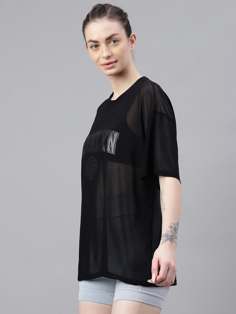 women typography printed relaxed fit dri-fit t-shirt - 21763095 - Standard Image - 1