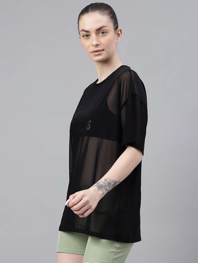women typography printed relaxed fit dri-fit t-shirt - 21763096 -  Standard Image - 1
