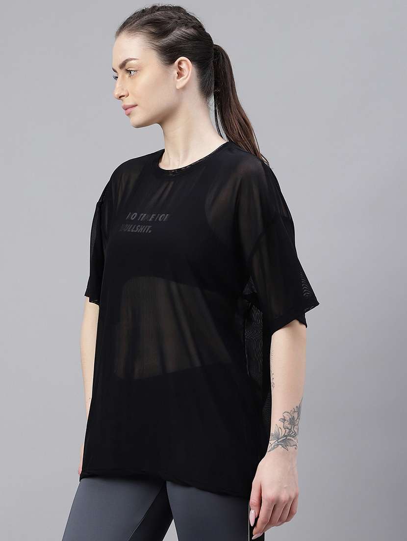 women typography printed relaxed fit dri-fit t-shirt - 21763100 -  Standard Image - 1