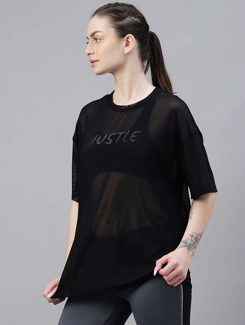 women typography printed relaxed fit dri-fit t-shirt - 21763101 -  Standard Image - 1