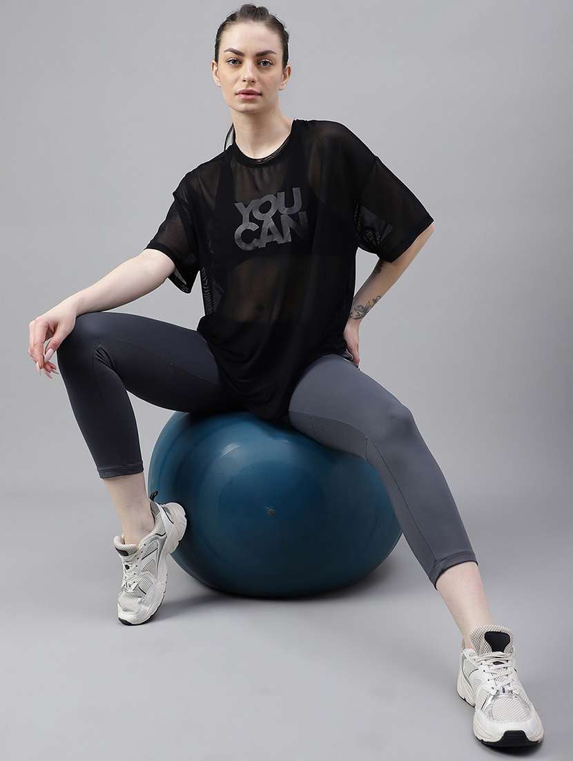 women typography printed relaxed fit dri-fit t-shirt - 21763105 - Standard Image - 4