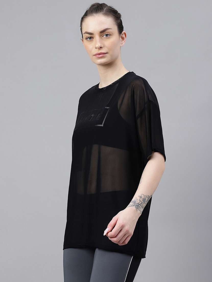 women typography printed relaxed fit dri-fit t-shirt - 21763106 -  Standard Image - 1