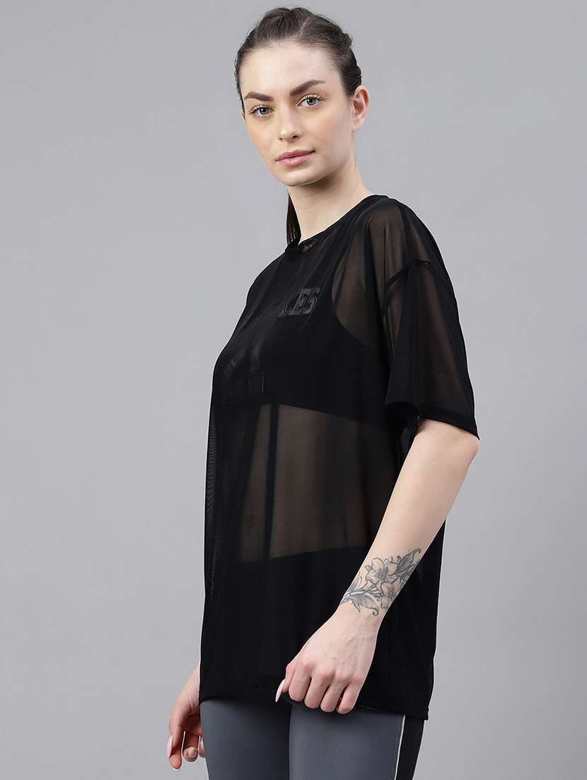 women typography printed relaxed fit dri-fit t-shirt - 21763108 -  Standard Image - 1