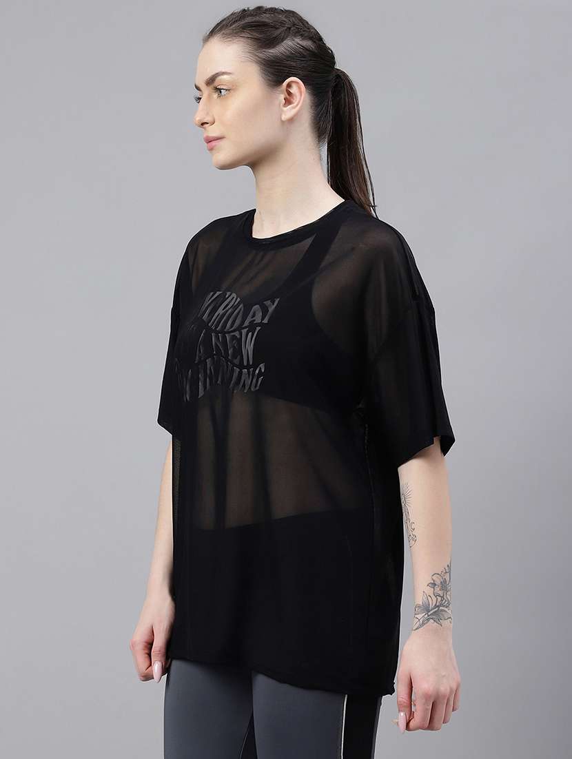 women typography printed relaxed fit dri-fit t-shirt - 21763110 -  Standard Image - 1