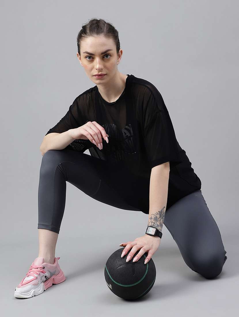 women typography printed relaxed fit dri-fit t-shirt - 21763110 -  Standard Image - 4