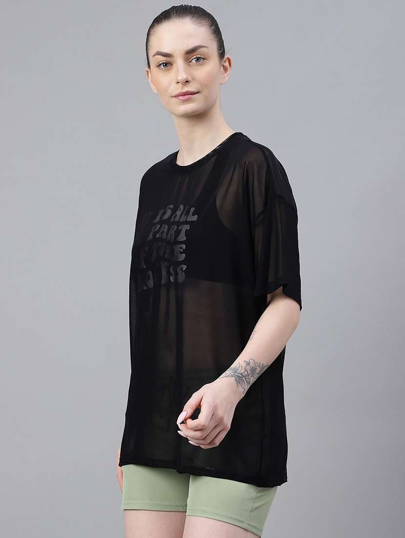 women typography printed relaxed fit dri-fit t-shirt - 21763113 -  Standard Image - 1