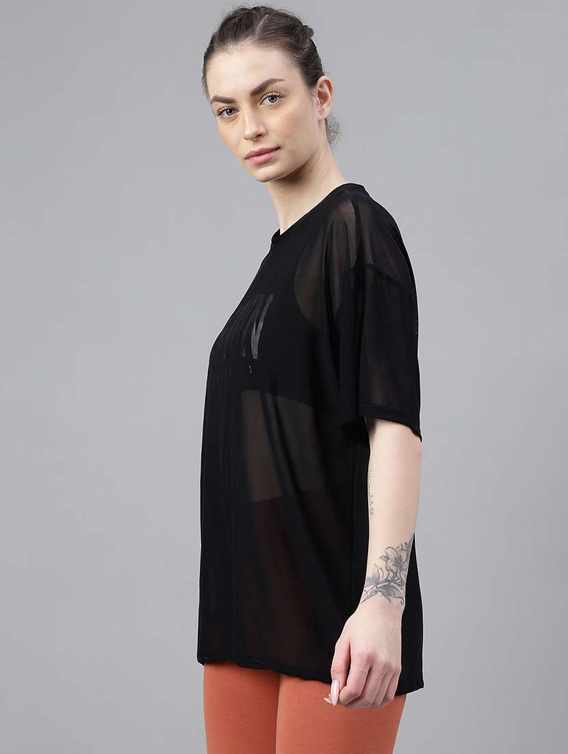 women typography printed relaxed fit dri-fit t-shirt - 21763114 -  Standard Image - 1