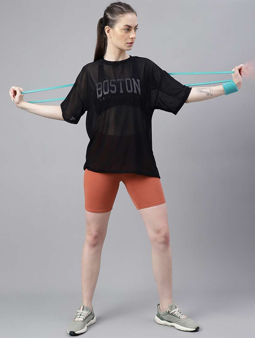 women typography printed relaxed fit dri-fit t-shirt - 21763114 -  Standard Image - 4