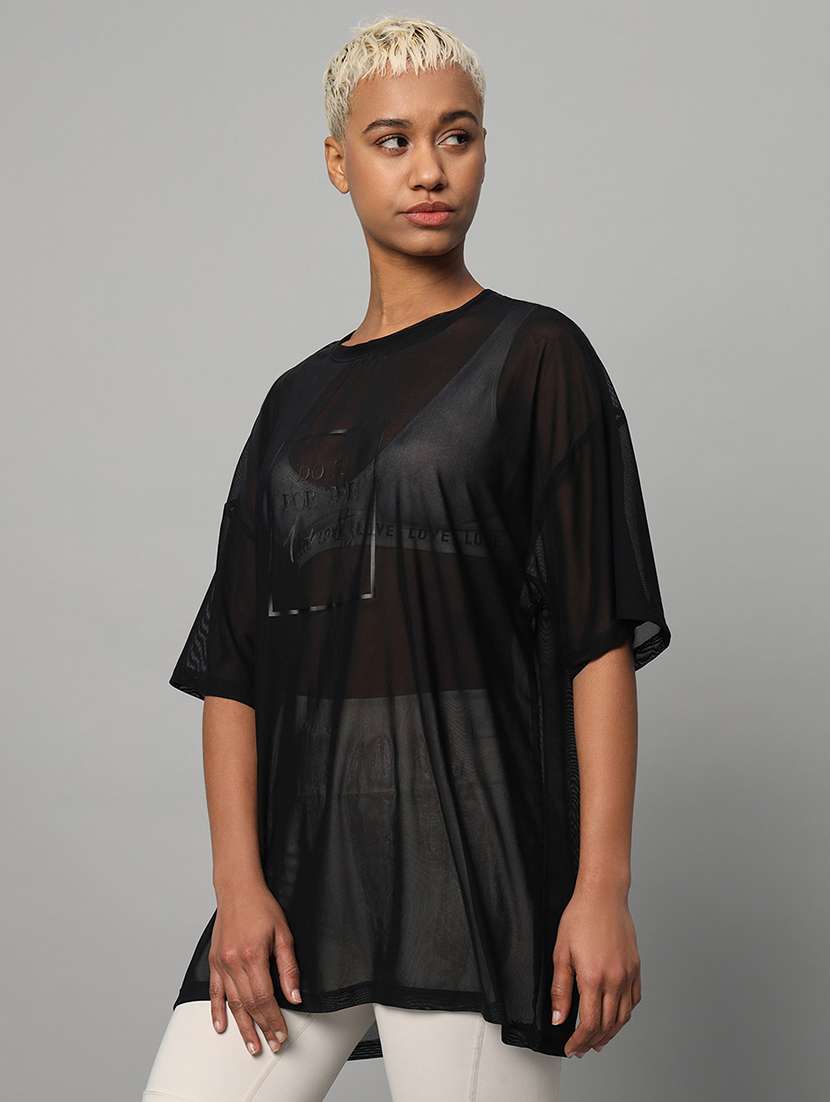 women typography printed relaxed fit dri-fit t-shirt - 21763118 -  Standard Image - 1