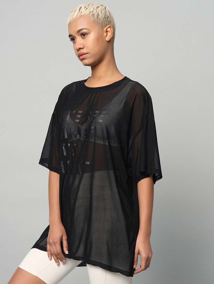 women typography printed relaxed fit dri-fit t-shirt - 21763120 -  Standard Image - 1