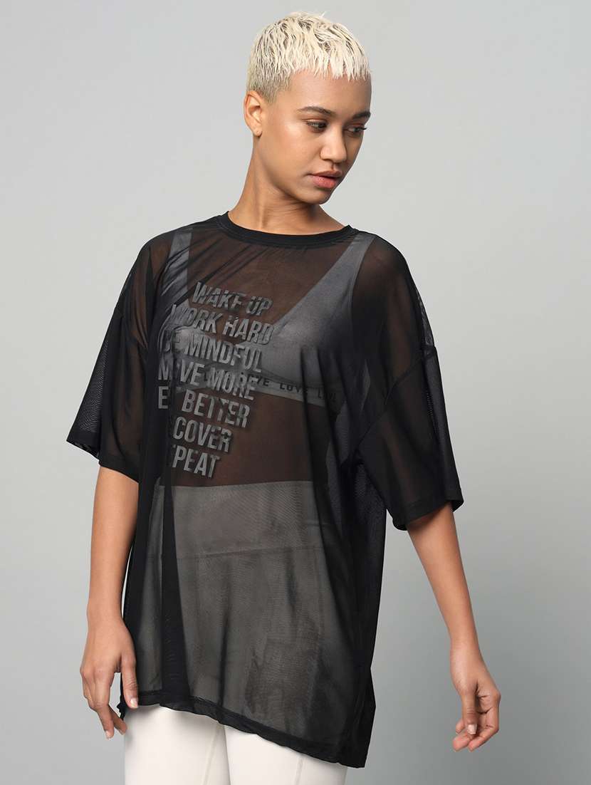 women typography printed relaxed fit dri-fit t-shirt - 21763122 -  Standard Image - 1