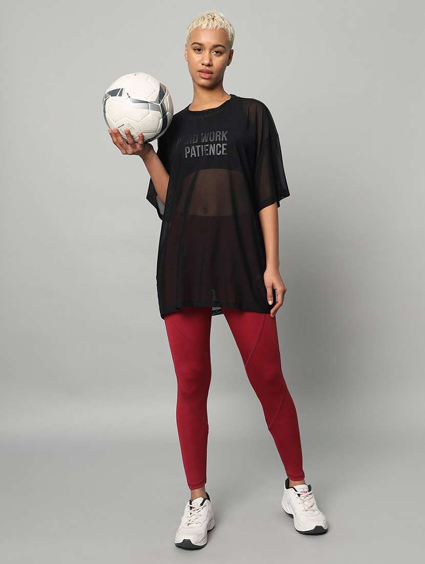 women typography printed relaxed fit dri-fit t-shirt - 21763125 -  Standard Image - 4