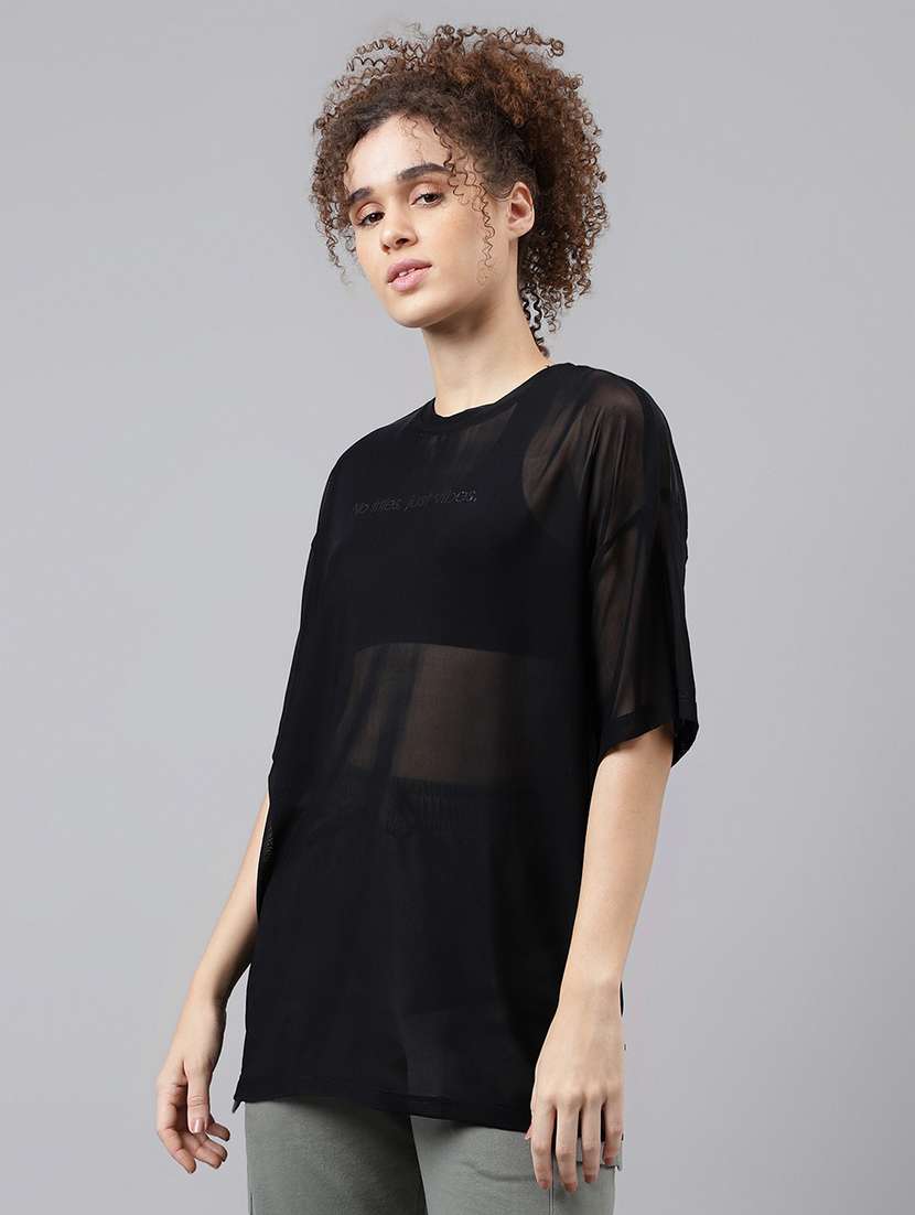 women typography printed relaxed fit dri-fit t-shirt - 21763127 -  Standard Image - 1