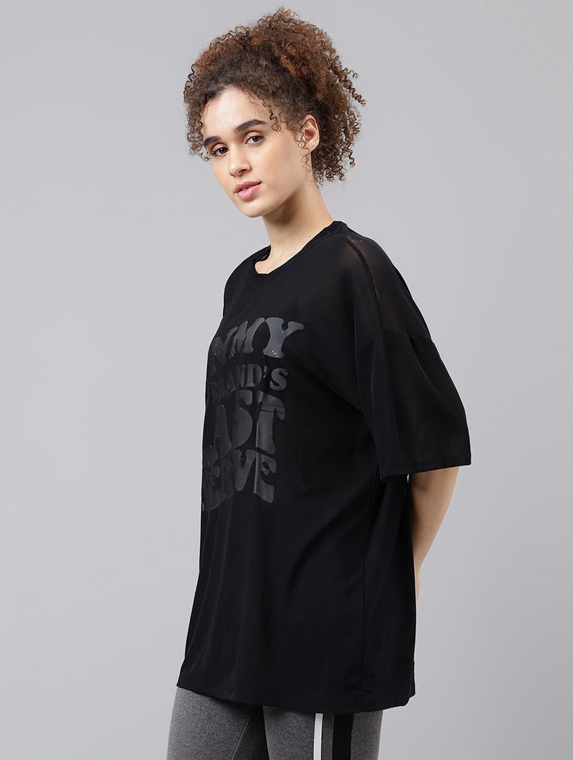 women typography printed relaxed fit dri-fit t-shirt - 21763128 - Standard Image - 1
