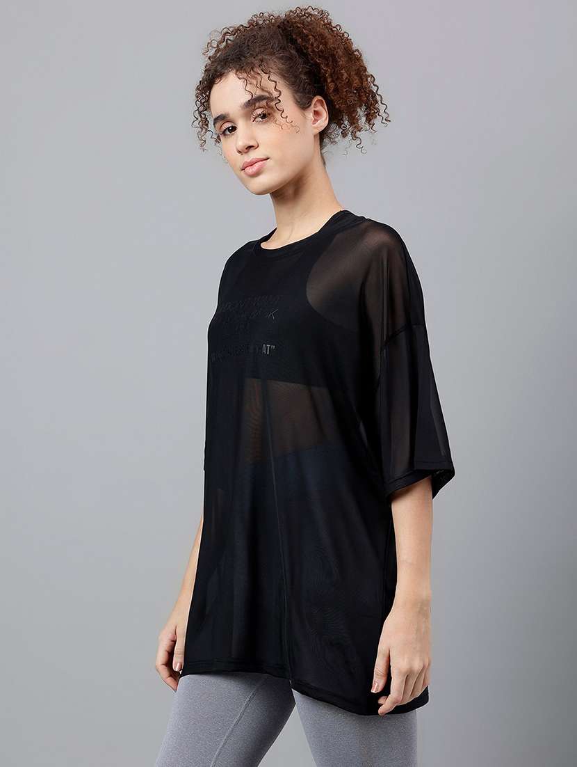 women typography printed relaxed fit dri-fit t-shirt - 21763135 -  Standard Image - 1