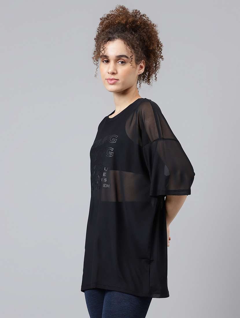 women typography printed relaxed fit dri-fit t-shirt - 21763136 -  Standard Image - 1