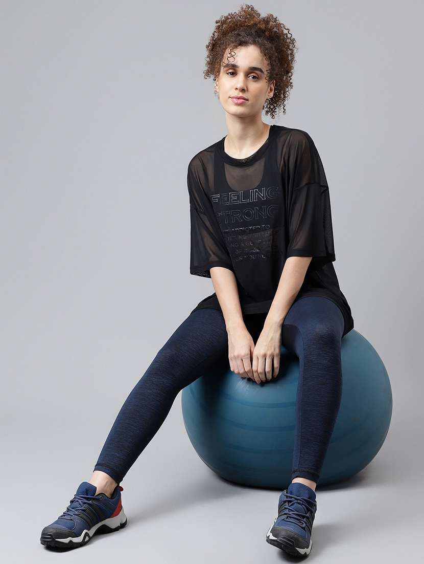 women typography printed relaxed fit dri-fit t-shirt - 21763136 -  Standard Image - 4