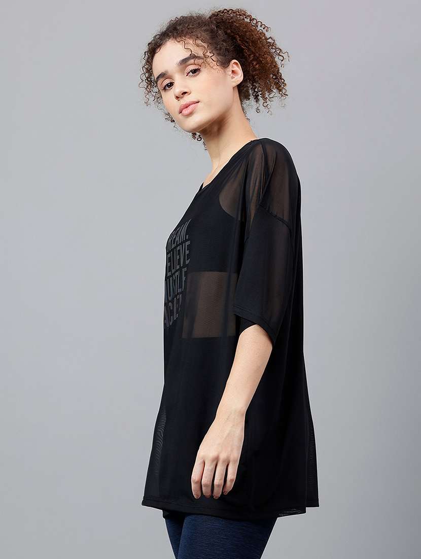 women typography printed relaxed fit dri-fit t-shirt - 21763137 -  Standard Image - 1