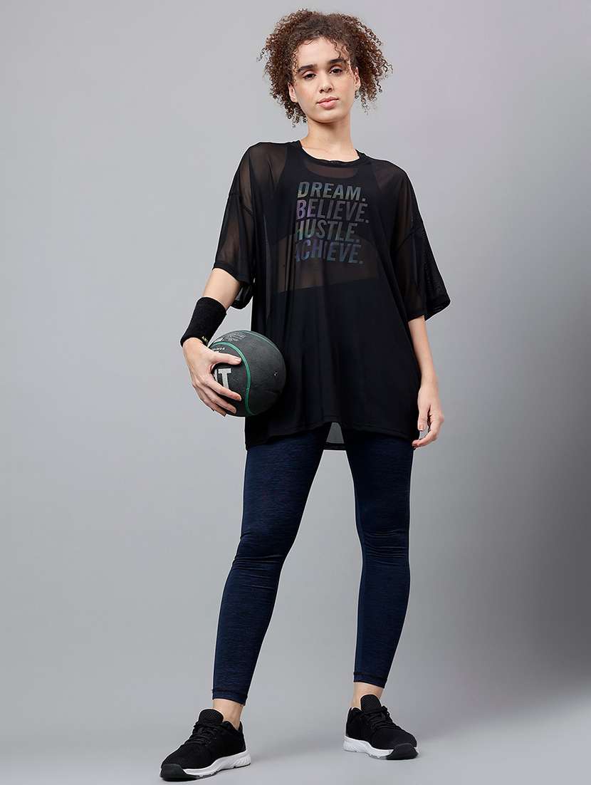 women typography printed relaxed fit dri-fit t-shirt - 21763137 -  Standard Image - 4